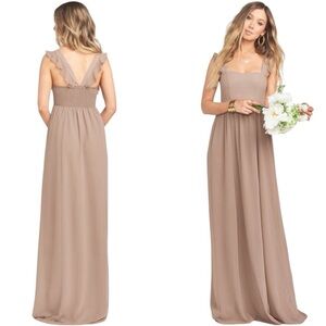 Show Me Your Mumu | Jenn Maxi Dress Soft Beige Chiffon Size Medium NWT